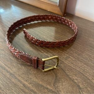 Women’s Brown Braided Leather Belt, Small